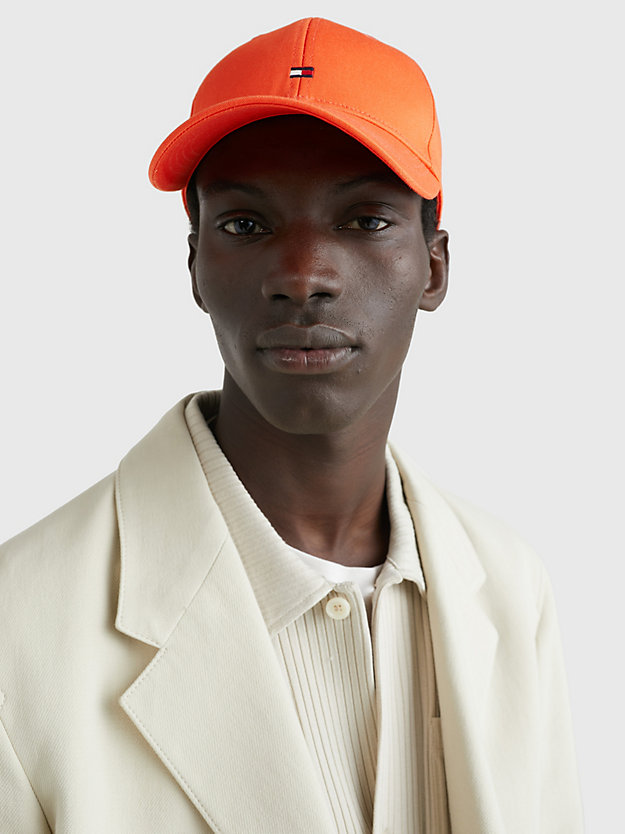orange cap mit aufgestickter flag für herren - tommy hilfiger