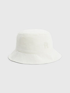 beige tonal monogram embroidery bucket hat for men tommy hilfiger