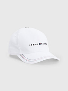 cappello con cuciture a contrasto e logo bianco da uomo tommy hilfiger