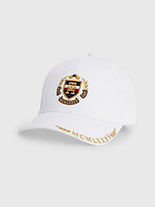 cappello con monogramma ricamato bianco da uomo tommy hilfiger