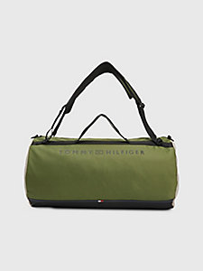 green urban essential logo barrel bag for men tommy hilfiger