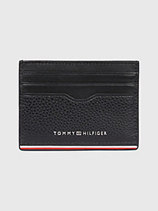 black signature textured finish card holder for men tommy hilfiger