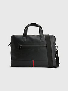 schwarz laptop-tasche mit abnehmbarem riemen für herren - tommy hilfiger