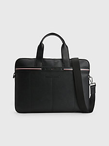 black pebble grain slim laptop bag for men tommy hilfiger