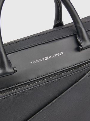 TH Business Leather Laptop Bag BLACK Tommy Hilfiger
