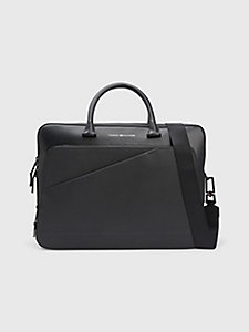 black th business leather laptop bag for men tommy hilfiger