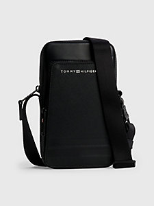black th business leather crossover bag for men tommy hilfiger