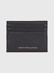 black premium leather credit card holder for men tommy hilfiger