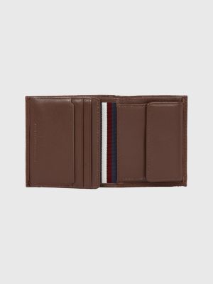 Premium Leather Trifold Wallet BROWN Tommy Hilfiger