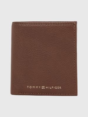 Premium Leather Trifold Wallet BROWN Tommy Hilfiger
