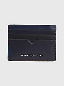 blue th modern leather credit card holder for men tommy hilfiger