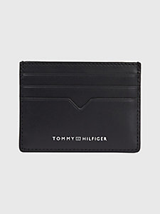 black th modern leather credit card holder for men tommy hilfiger