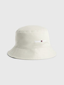 beige logo embroidery bucket hat for men tommy jeans