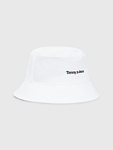 white logo embroidery bucket hat for men tommy jeans
