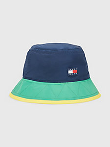 blue colour-blocked bucket hat for men tommy jeans