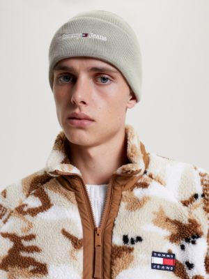 grey logo embroidery beanie for men tommy jeans