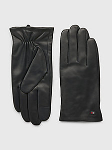 blue essential leather gloves for men tommy hilfiger