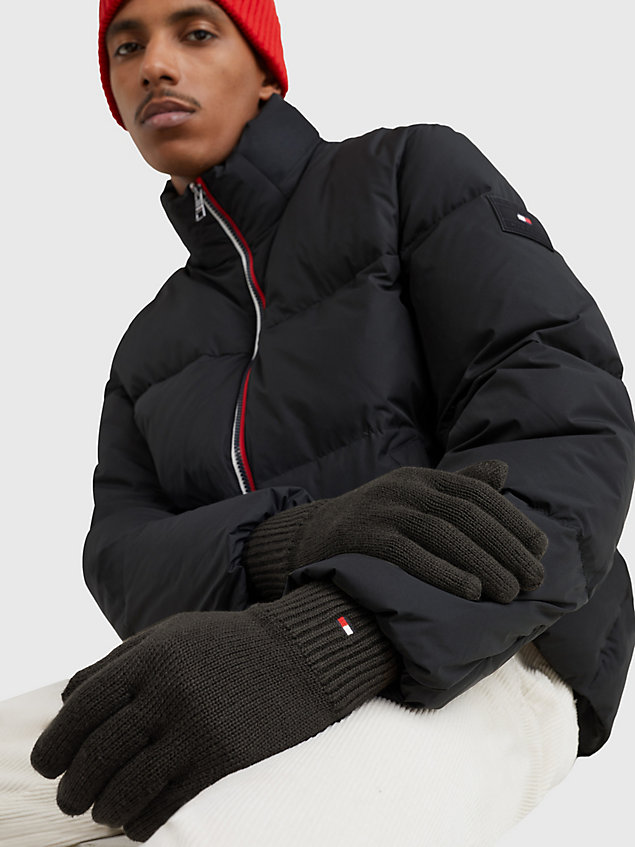 guantes con logo bordado essential black de hombre tommy hilfiger