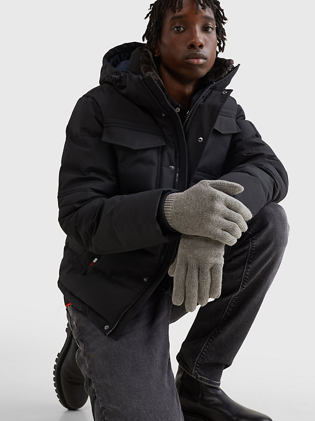 guantes con logo bordado essential grey de hombre tommy hilfiger