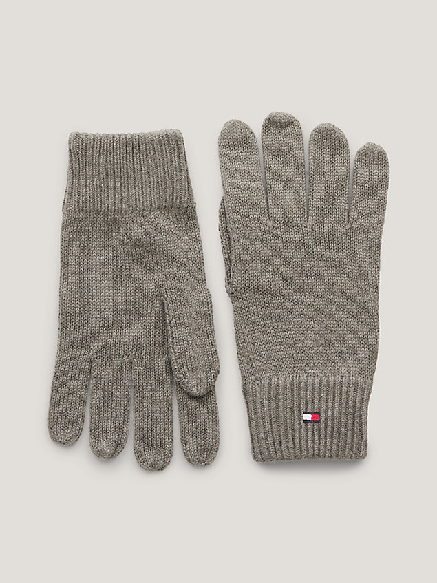 grey essential handschuhe mit aufgestickter flag für herren - tommy hilfiger