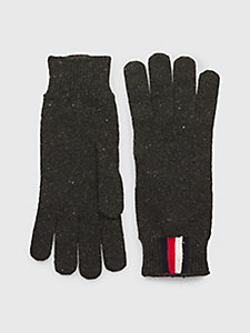 black 1985 collection signature detail gloves for men tommy hilfiger