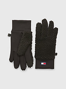 black tommy jeans modern tech gloves for men tommy jeans