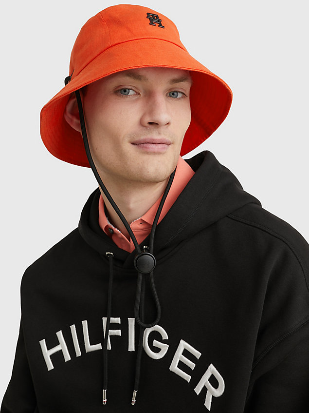 orange kapelusz rybacki z monogramem dla mężczyźni - tommy hilfiger