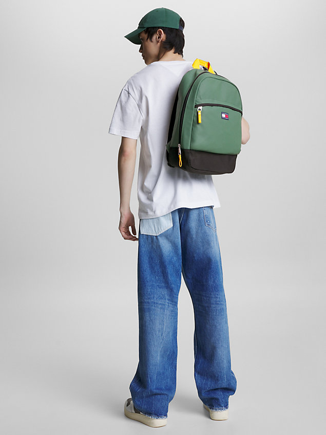 green kuppelförmiger color block-rucksack für herren - tommy jeans