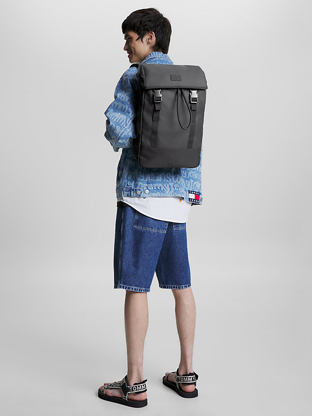 black tonal flag flap backpack for men tommy jeans