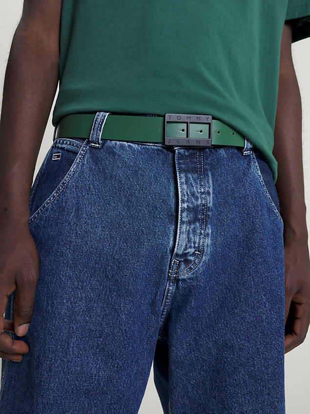 ceinture réversible heritage en cuir black pour hommes tommy jeans