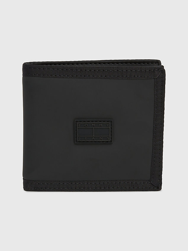 black tonal credit card wallet for men tommy jeans