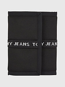 czarny portfel essential z poliestru z recyklingu dla mężczyźni - tommy jeans