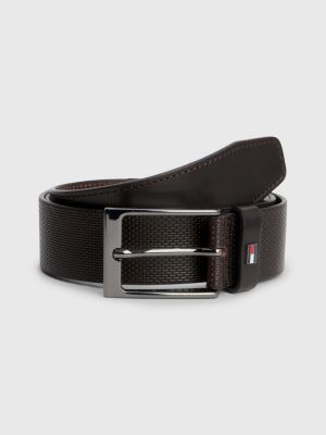 Layton riem van getextureerd leer Bruin Tommy Hilfiger