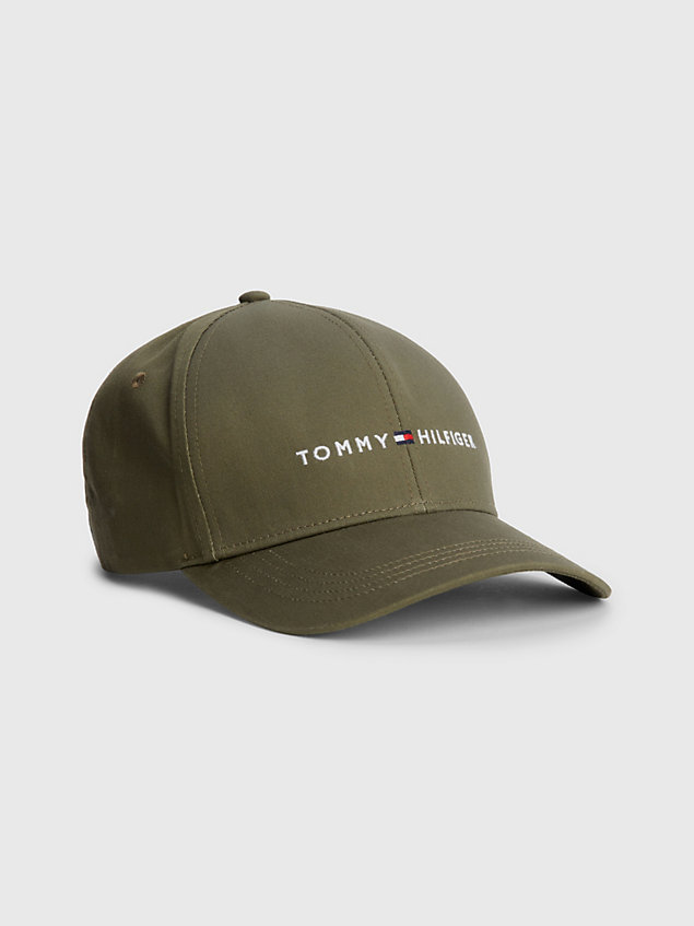 khaki logo embroidery baseball cap for men tommy hilfiger