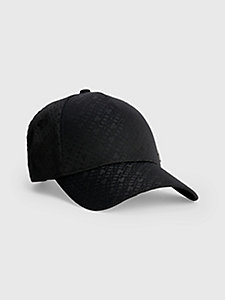 black elevated signature monogram cap for men tommy hilfiger