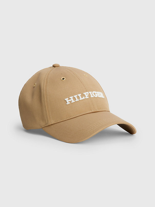 khaki czapka z daszkiem i aplikacją z logo dla mężczyźni - tommy hilfiger