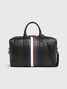 black premium leather duffel bag for men tommy hilfiger