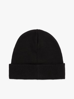 black logo embroidery beanie for men tommy jeans