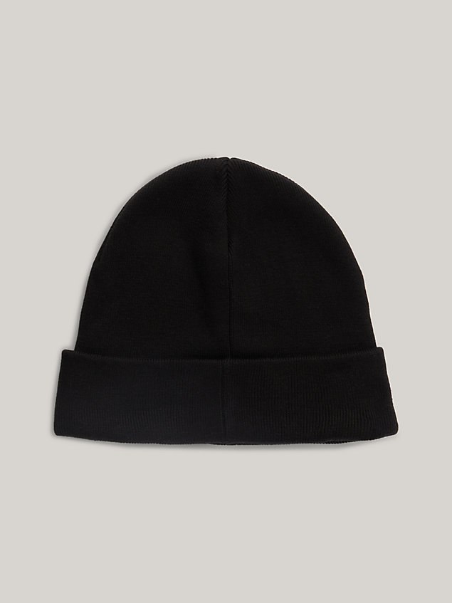 black logo embroidery beanie for men tommy jeans