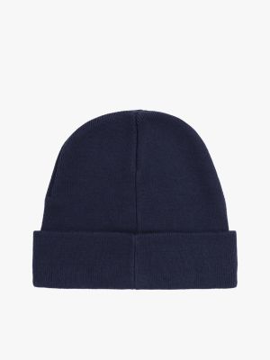 blau beanie mit aufgesticktem logo für herren - tommy jeans