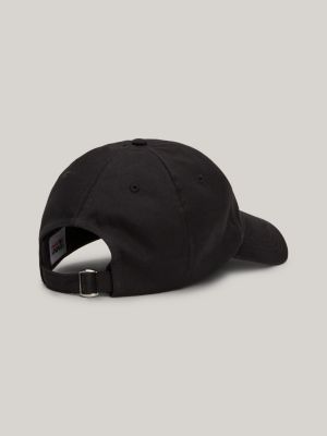 black pure cotton logo baseball cap for men tommy jeans