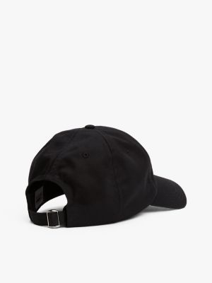 black pure cotton logo baseball cap for men tommy jeans