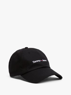 black pure cotton logo baseball cap for men tommy jeans