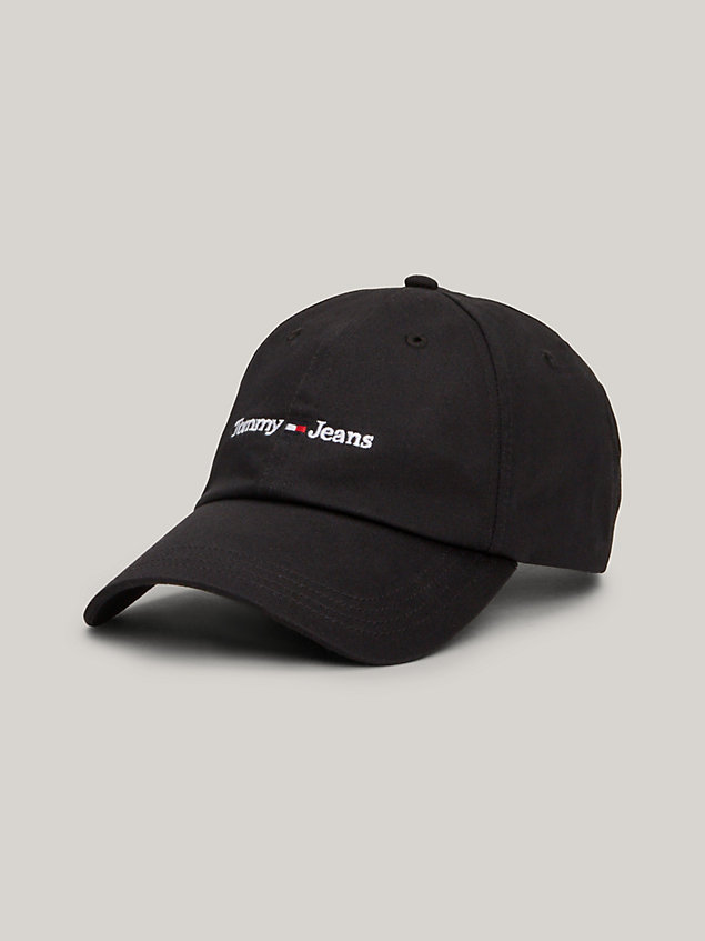 black baseball-cap aus bio-baumwolle mit logo für herren - tommy jeans