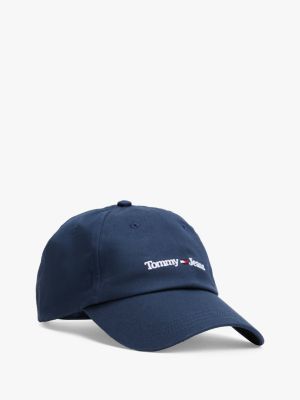 blue pure cotton logo baseball cap for men tommy jeans