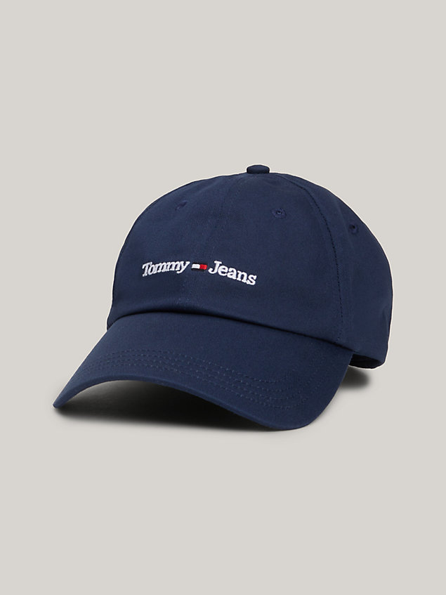 blue organic cotton logo baseball cap for men tommy jeans