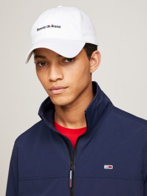 white pure cotton logo baseball cap for men tommy jeans