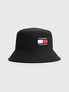 black organic cotton logo bucket hat for men tommy jeans