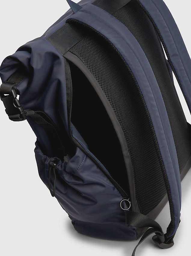 blue recycled roll-top backpack for men tommy hilfiger