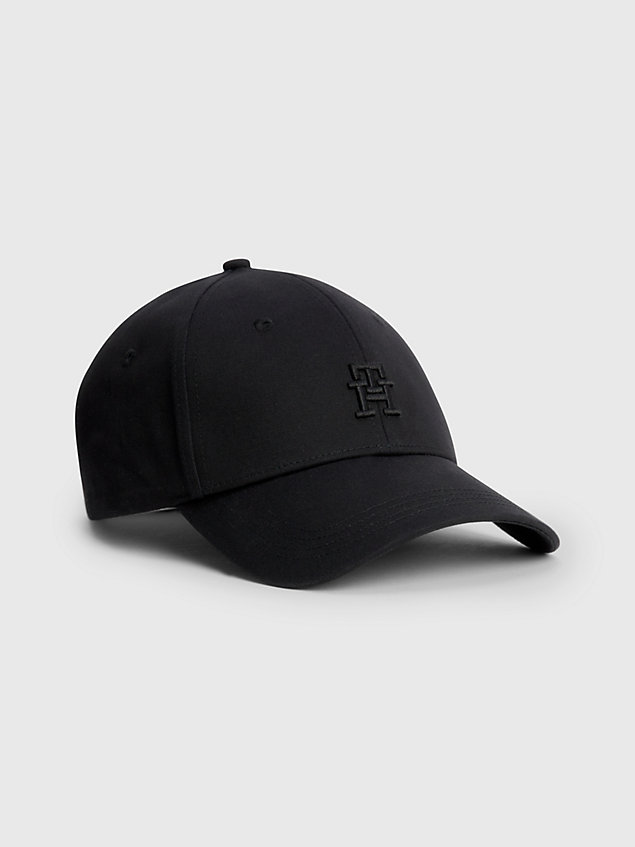 black baseball-cap mit gleichfarbigem th-monogramm für herren - tommy hilfiger